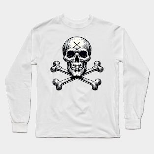 Skull and Crossbones - Jolly Roger Design Long Sleeve T-Shirt